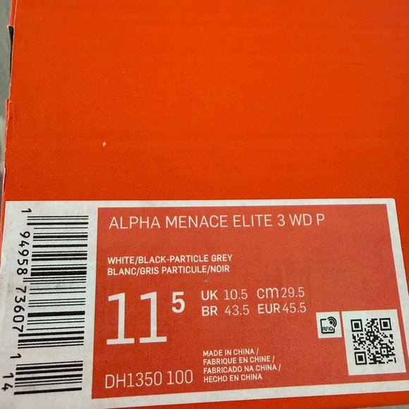 Nike Alpha Menace Elite 3 WD P football cleats Size 11.5 NWT - Picture 2 of 8